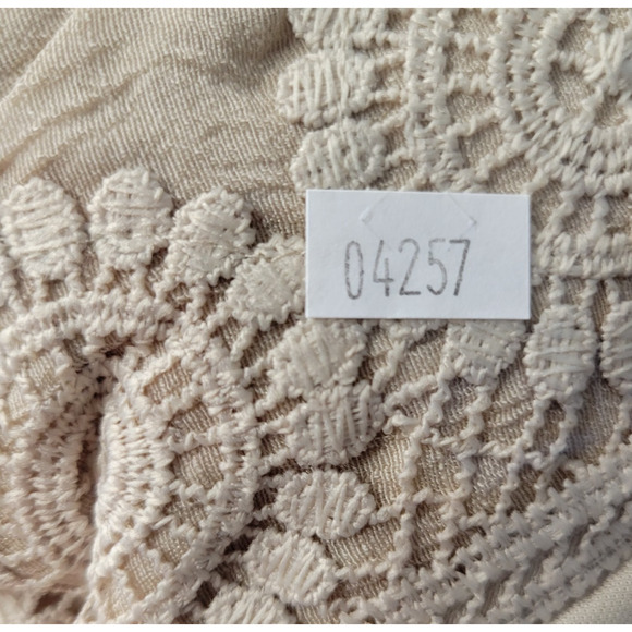 Indigo Rose Boho Top Womens 2X Beige Overlay Lace V-Neck 3/4 Split Sleeve Tunic - Picture 12 of 12